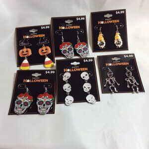 Halloween / Fall Earrings Gnomes Skelton Day of the Dead  Multi- Color New Lot 6